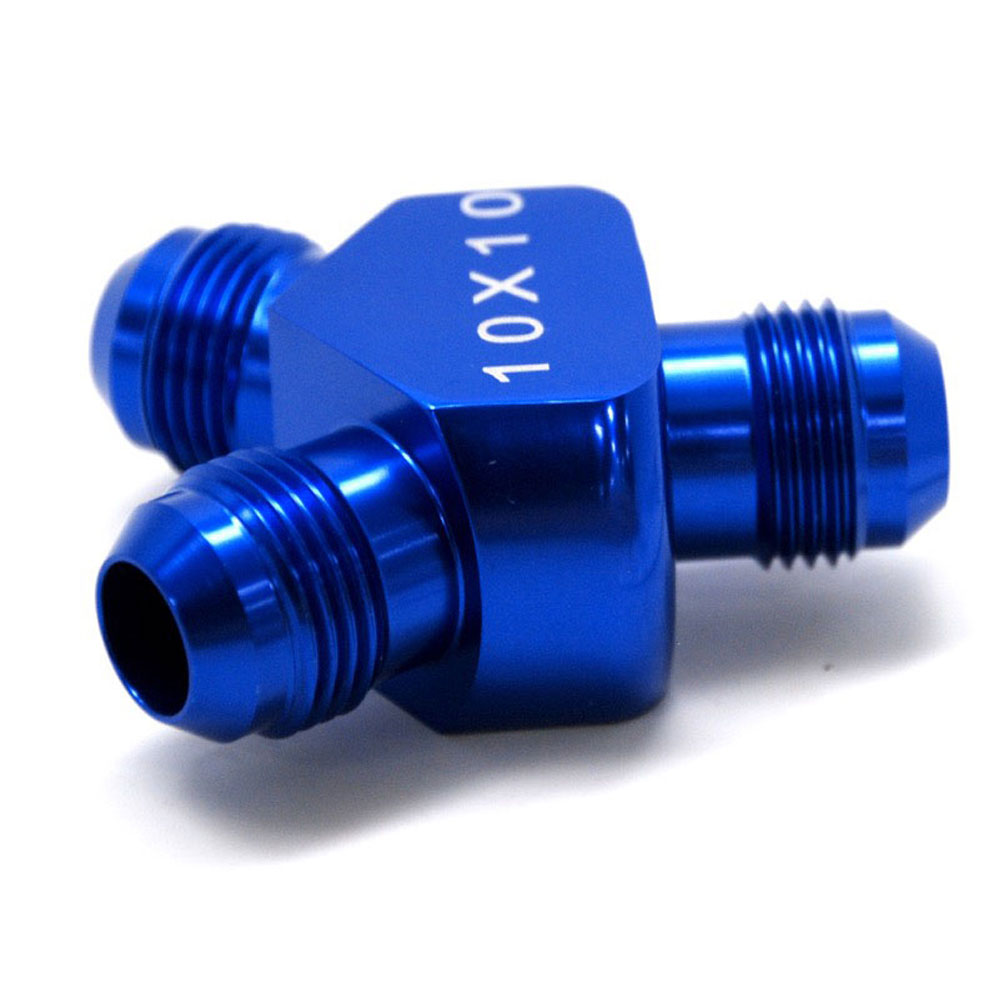 Renegade Distribution Blocks 73111-1; AN to AN Y-Block Blue -10AN Male Y Fitting -10AN Male -10AN Male 