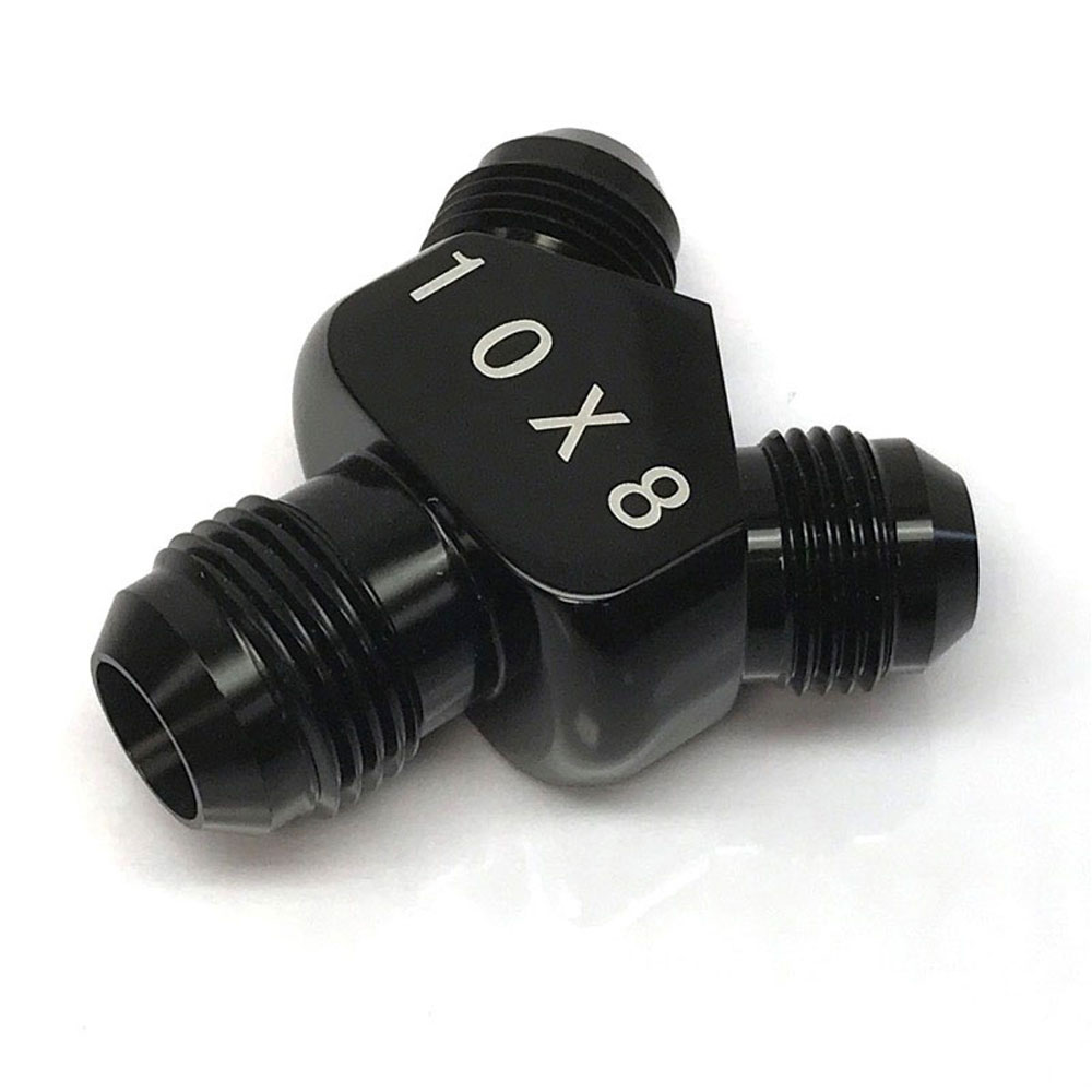 Renegade Racing Components Distribution Blocks 73188-2; AN to AN Y-Block Black -10AN Male Y Fitting -08AN Male -08AN Male 