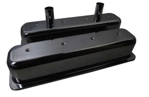 Renegade Valve Covers 7321; Circle Track Black Aluminum for Chevy 262 to 400 