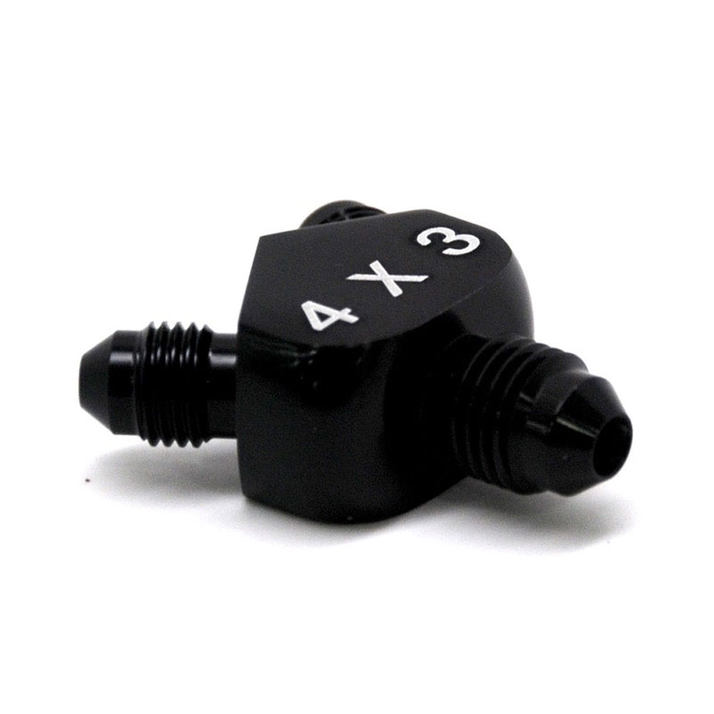 Renegade Racing Components Distribution Blocks 73433-2; AN to AN Y-Block Black -04AN Male Y Fitting -03AN Male -03AN Male 