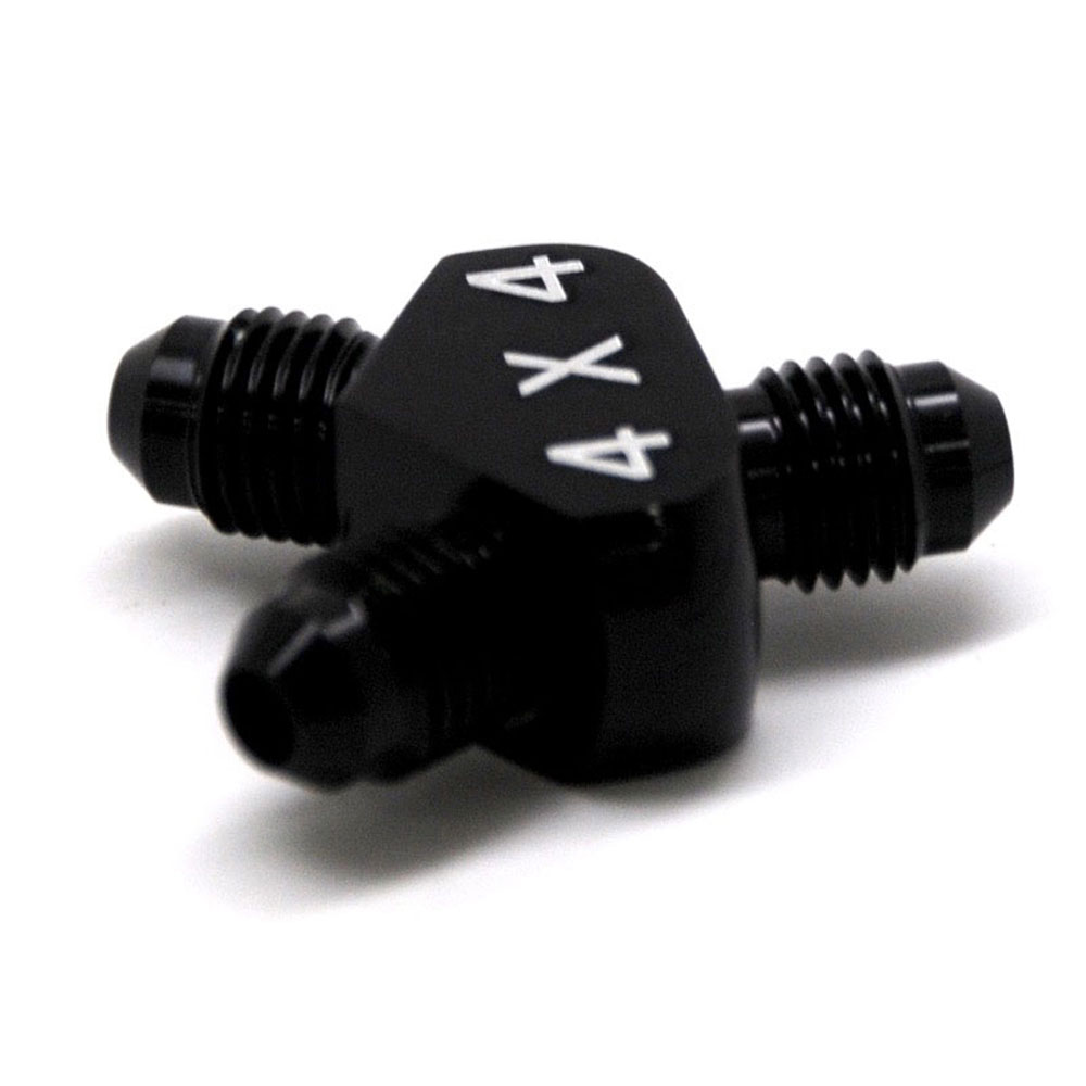 Renegade Racing Components AN Fitting 73444-2; AN to AN Y Block Black -04AN Male Y Fitting -04AN Male -04AN Male 