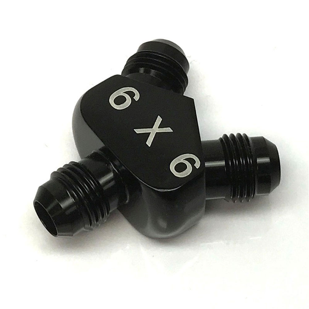Renegade Distribution Blocks 73606-2; AN to AN Y-Block Black -06AN Male Y Fitting -06AN Male -06AN Male 