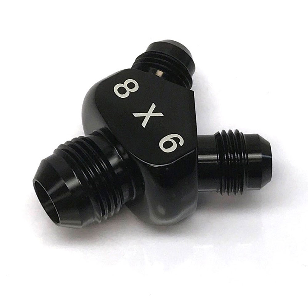 Renegade Racing Components AN Fitting 73866-2; AN to AN Y Block Black -08AN Male Y Fitting -06AN Male -06AN Male 