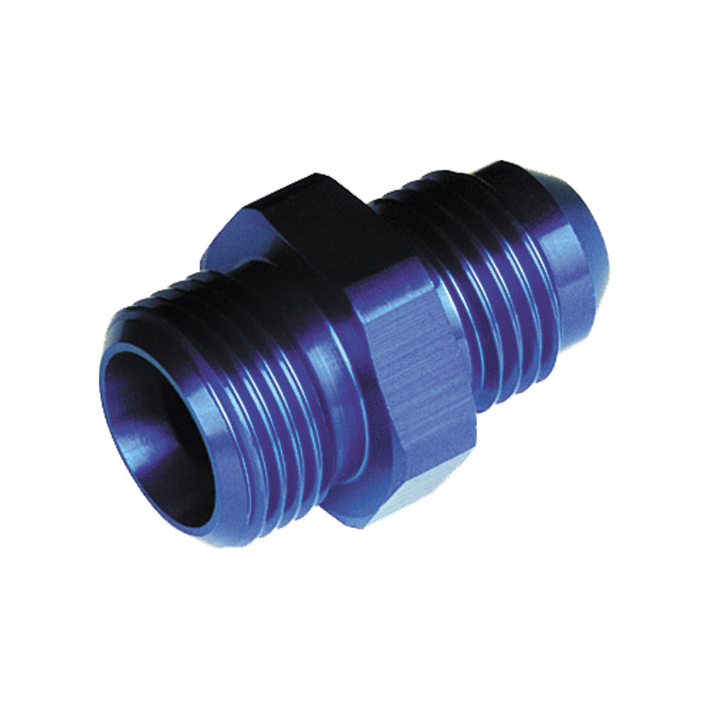 Renegade Racing Components Carburetor Fuel Inlet Fitting 74067-1; Carburetor Inlet Adapter Blue Anodized -06AN Male Straight 2-5/8 in. 