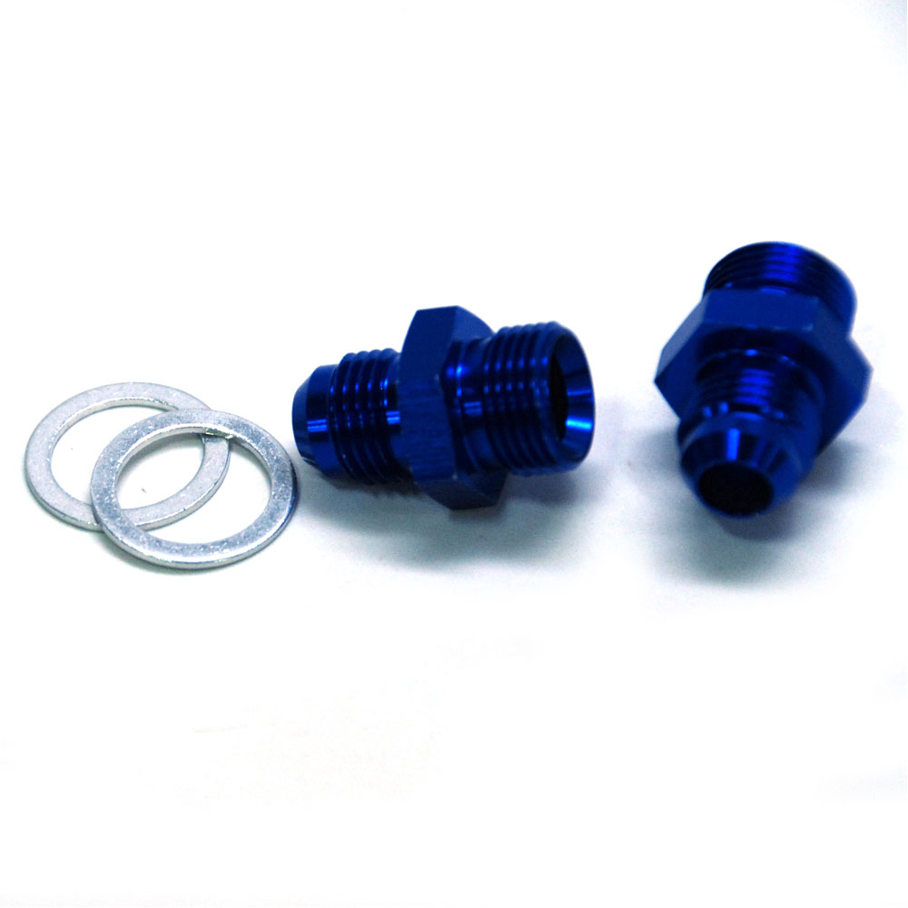 Renegade Racing Components Carburetor Fuel Inlet Fitting 74067-1; Carburetor Inlet Adapter Blue Anodized -06AN Male Straight 2-5/8 in. 