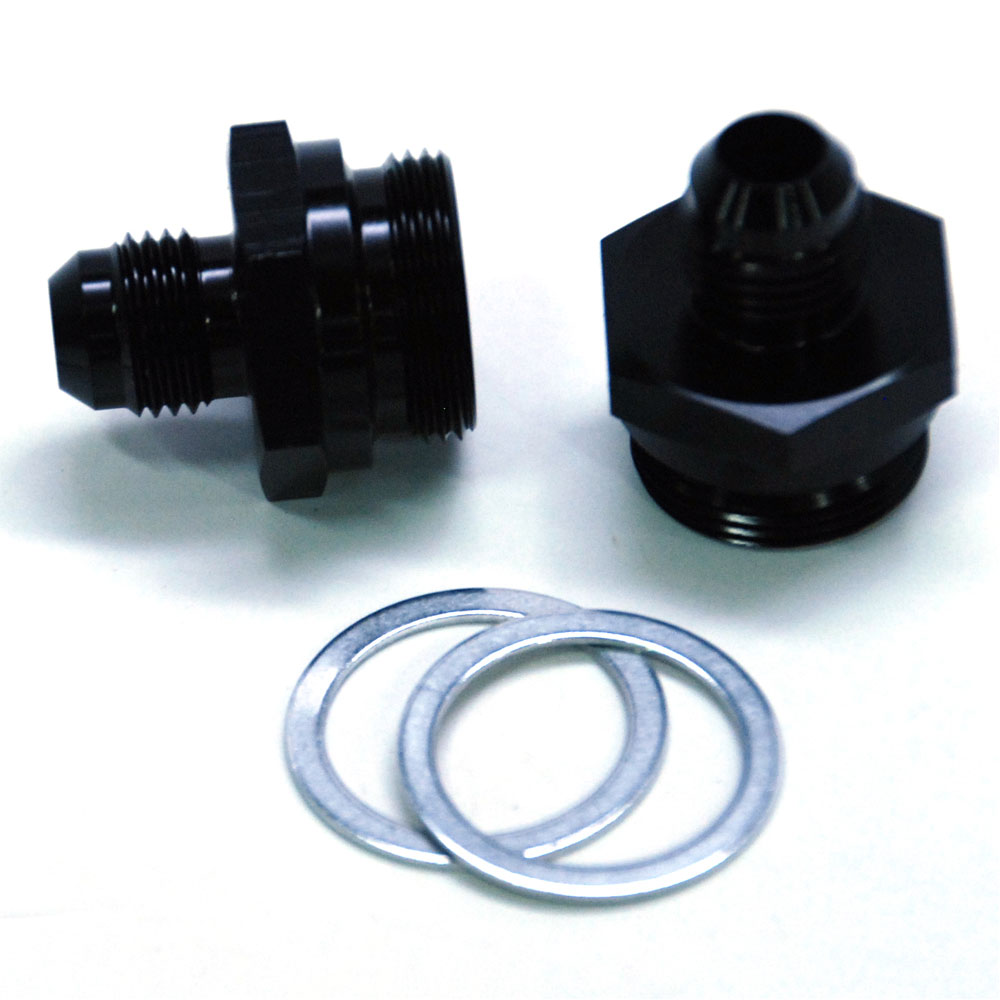 Renegade Carburetor Fuel Inlet Fitting 74068-2; Carburetor Inlet Adapter Black Anodized -06AN Male Straight 7/8 in. -20 Male 