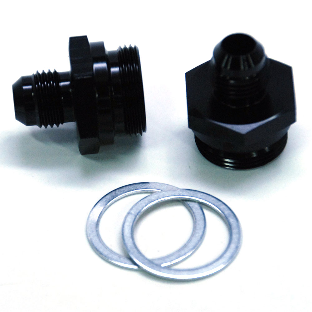 Renegade Carburetor Fuel Inlet Fitting 74068-2; Carburetor Inlet Adapter Black Anodized -06AN Male Straight 7/8 in. -20 Male 