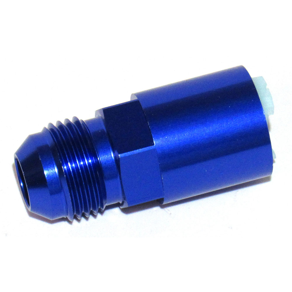 Renegade Racing Components AN Fitting 74084-1; Quick Connect Fitting AN to Quick Connect Adapter Blue 3/8 in. Quick Connect Female Straight -08AN Male 