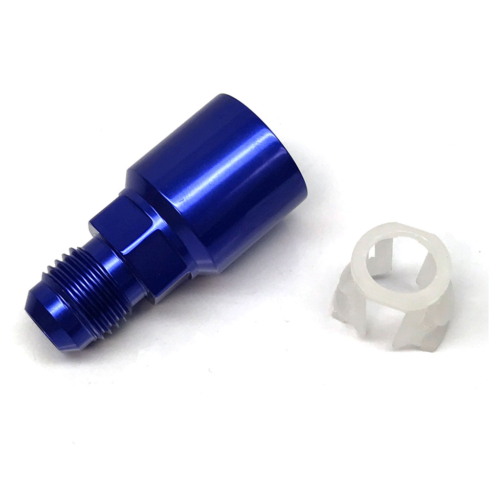 Renegade Racing Components AN Fitting 74085-1; AN to Quick Connect Adapter Blue -06AN Male Straight 3/8 in. SAE Female 