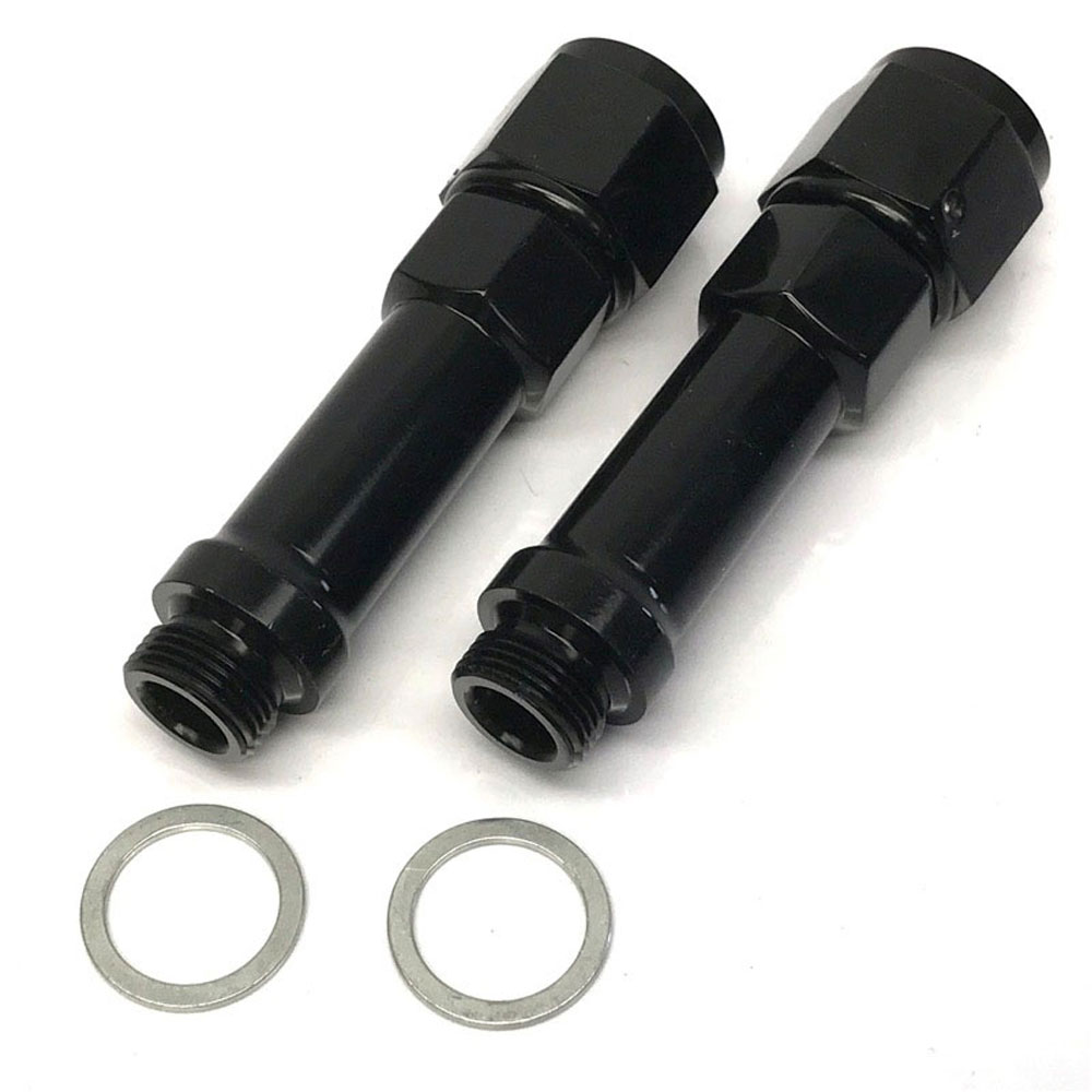 Renegade Carburetor Fuel Inlet Fitting 74877-2; Carburetor Inlet Adapter Black Anodized -08AN Female Straight 9/16 in. -24 Male 