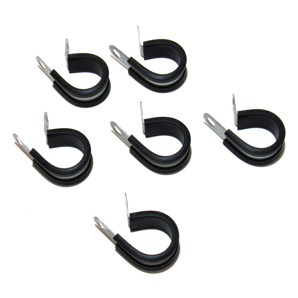 Renegade Line Clamp 75099; Cushion Clamp 1 -08AN Natural, Black Steel, Rubber 