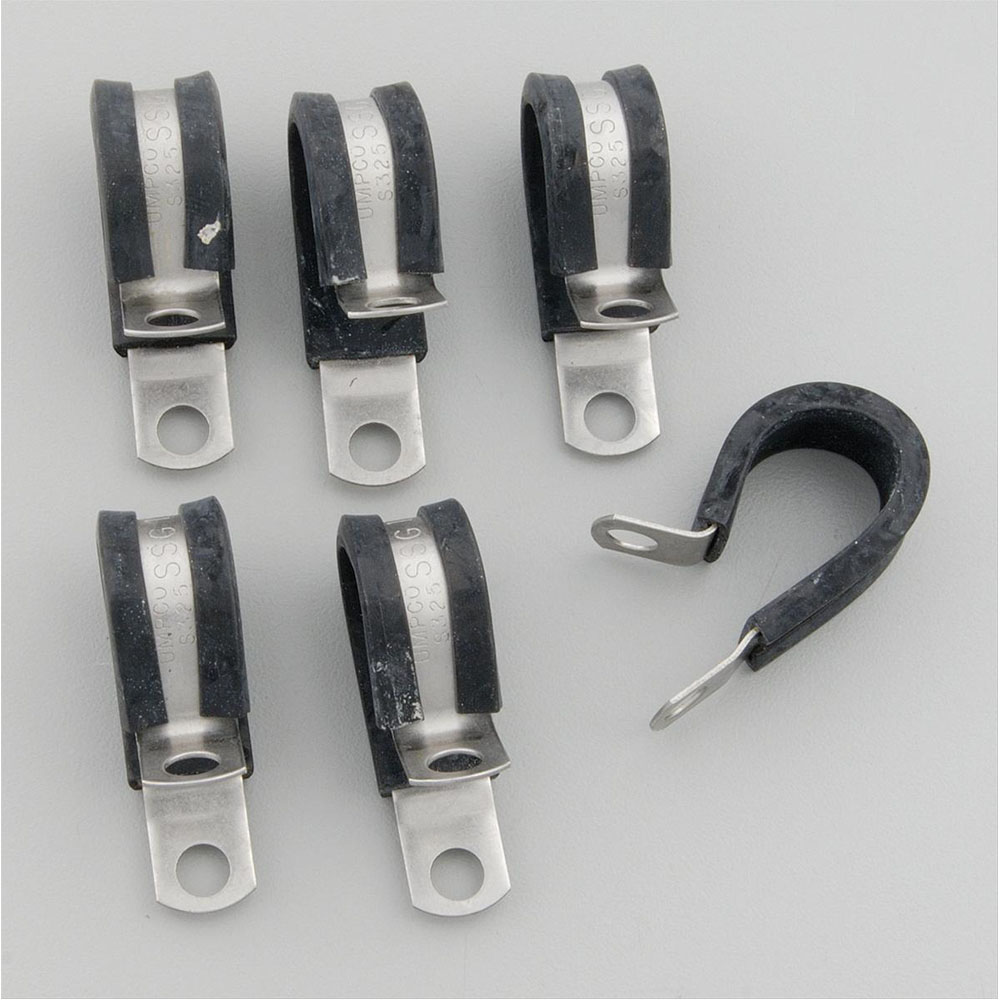 Renegade Line Clamp 75100; Cushion Clamps 1 -10AN Natural, Black Steel, Rubber 