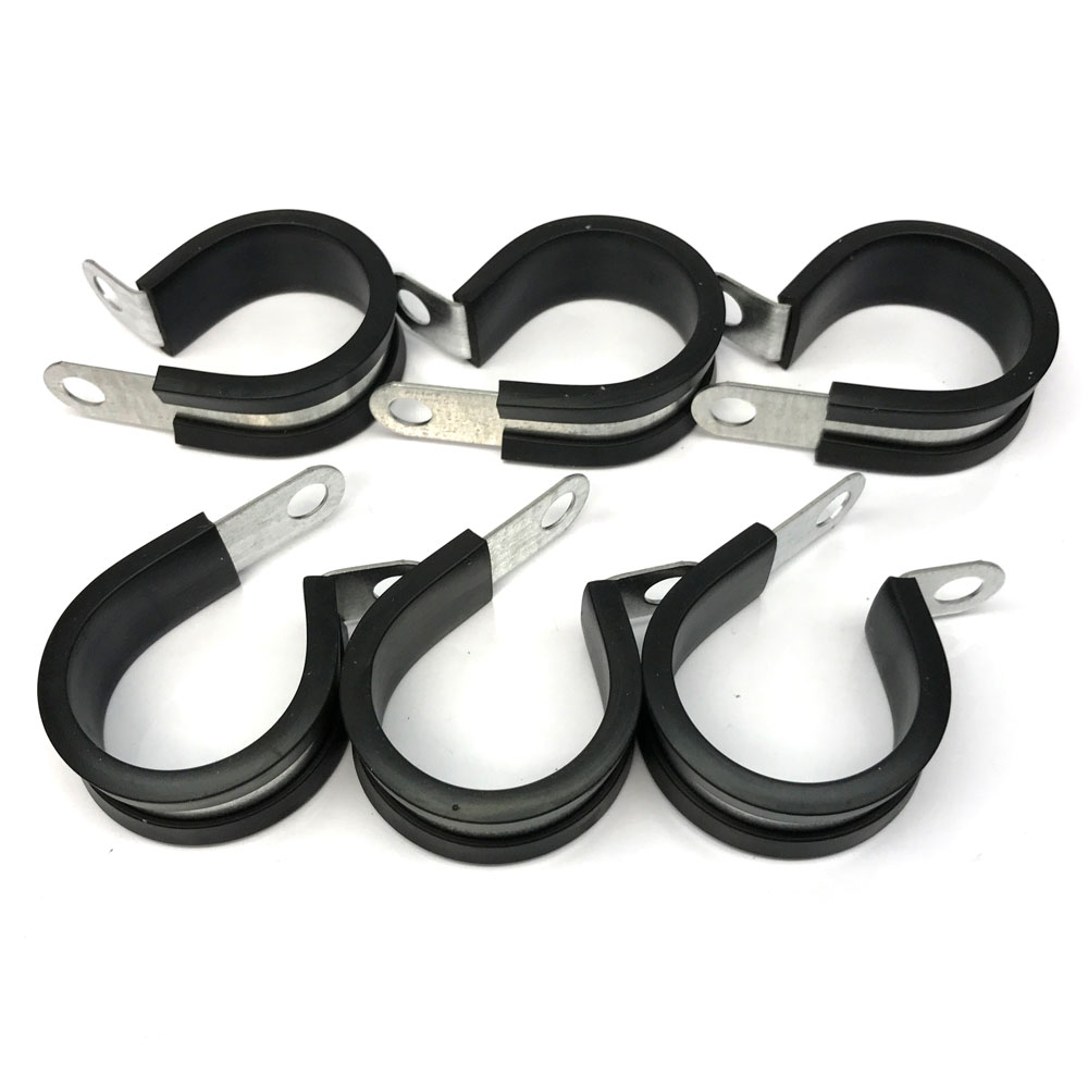 Photo for Renegade Racing Components Line Clamp 75101; Cushion Clamps 1 -12AN Natural, Black Steel, Rubber