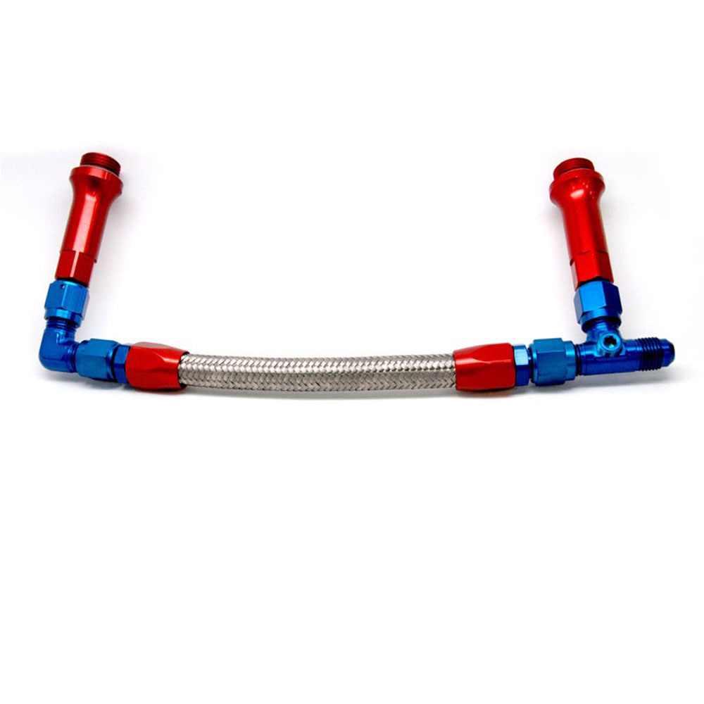 Renegade Carburetor Fuel Inlet Kit 75115; Holley 4150 Dual Feed 9.250 in. Dual Feed Satin Braided Stainless Steel 