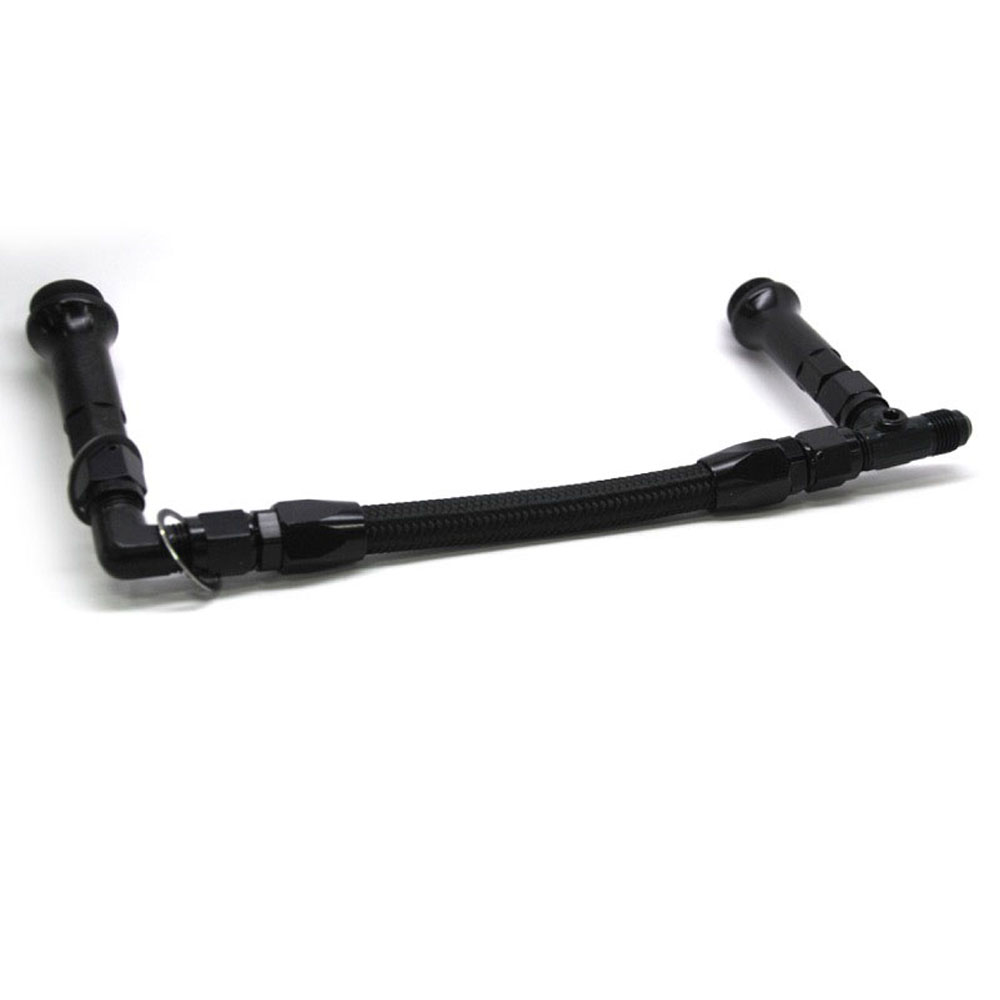 Renegade Carburetor Fuel Inlet Kit 75117BLK; Holley 4150 Dual Feed 9.250 in. Dual Feed Black Braided Nylon 