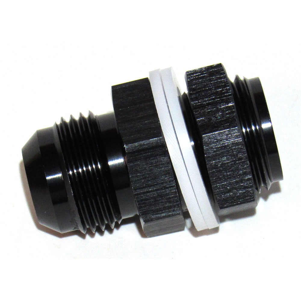 Renegade Racing Components AN Fitting 79012-2; Fuel Cell Bulkhead Black -12AN Male Straight -12AN Male with Washer 