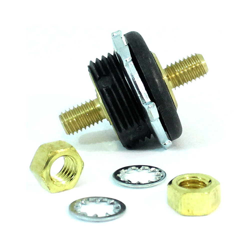 Renegade Racing Components Battery Cable Connector 84112; Black Impact Resistant Plastic Through Panel Bulkhead Brass 