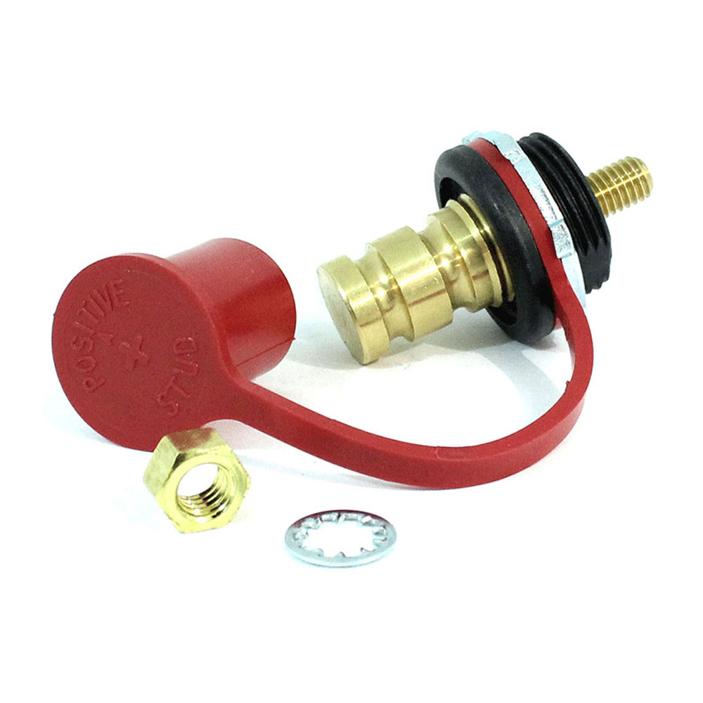 Renegade Battery Cable Connector 84120; Red Impact Resistant Plastic Remote Battery Jumper Terminal Brass 