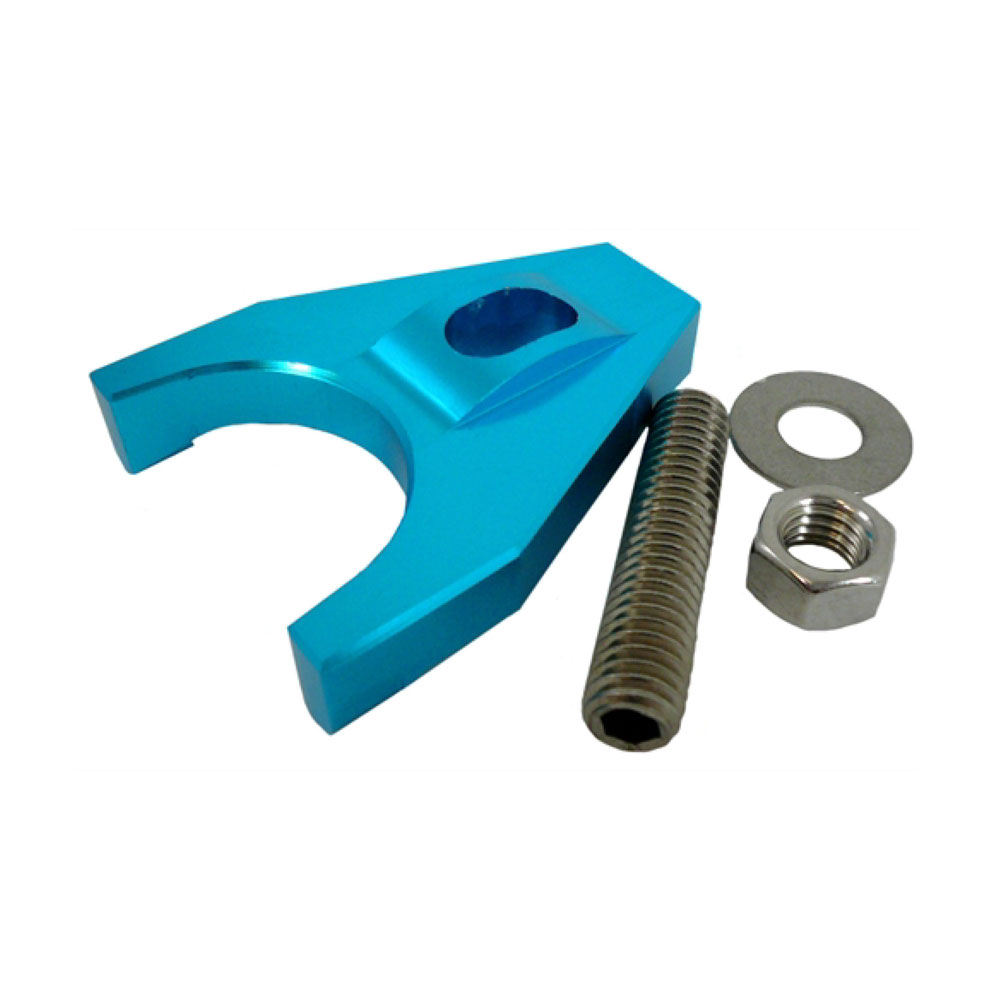 Renegade Racing Components Distributor Clamp 98200-1; Blue Anodized Billet Aluminum for Chevy 262 to 400, 396 to 454 