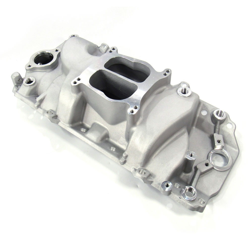 Photo for Revolution Intake Manifold 9160; Oval Dual Plane 1500 to 6500 Satin Aluminum for 1965 to 1990 Chevy 396 to 454 