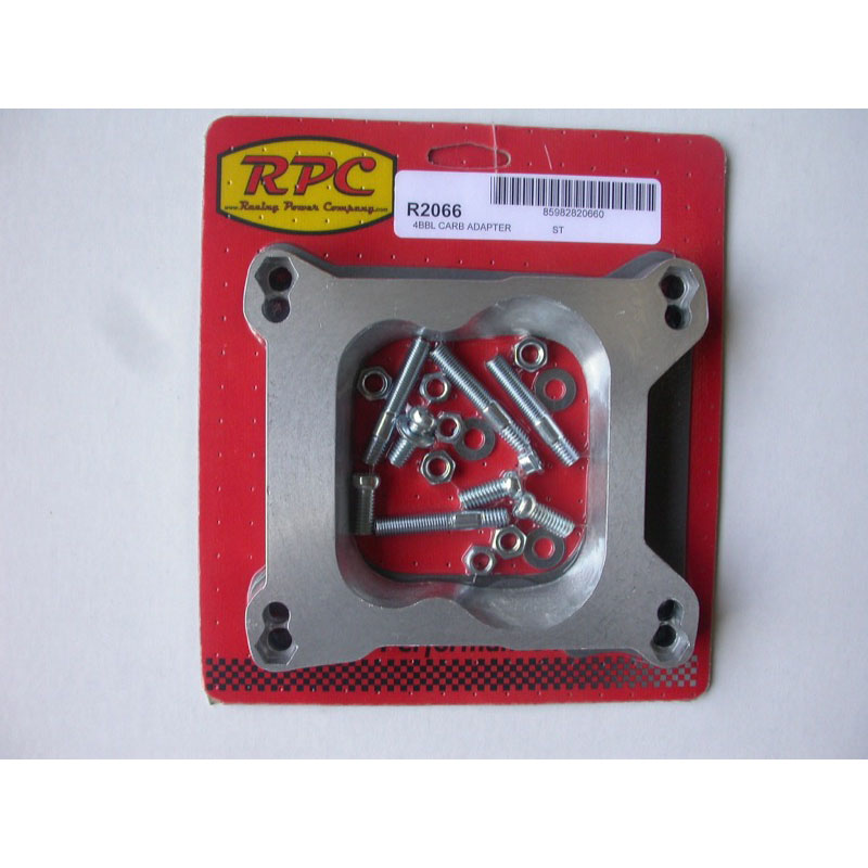 Racing Power Company (RPC) Carburetor Adapter Plate R2066; 0.750 in. Satin Cast Aluminum Spreadbore Square Flange 