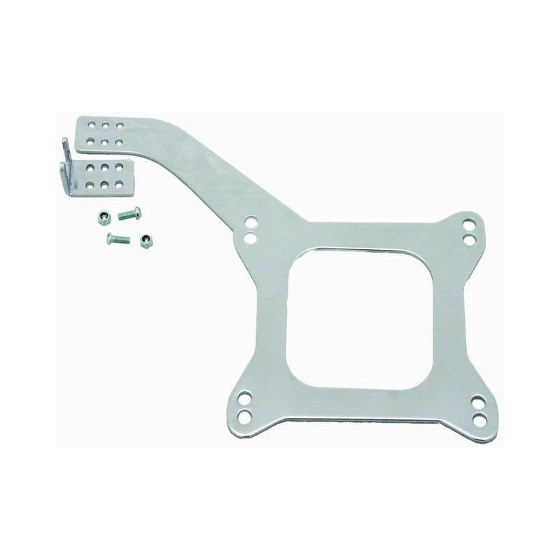 Racing Power Company (RPC) Carburetor Throttle Cable Bracket R2333; Holley, AFB Linkage Plate Chrome Steel Holley 4150, Carter AFB, Edelbrock 