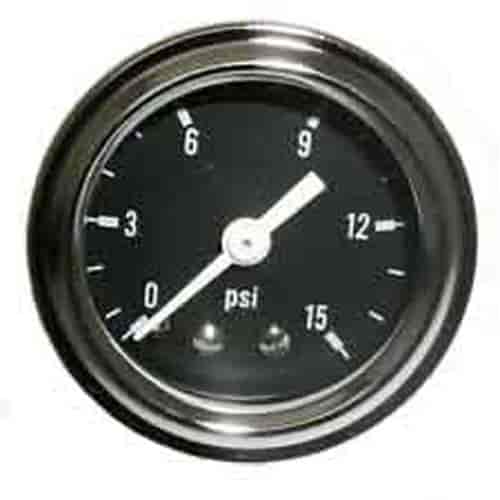 RPC Fuel Pressure Gauge R5715; Inline Inline 0 to 15 PSI 1-1/2 in. Mechanical 