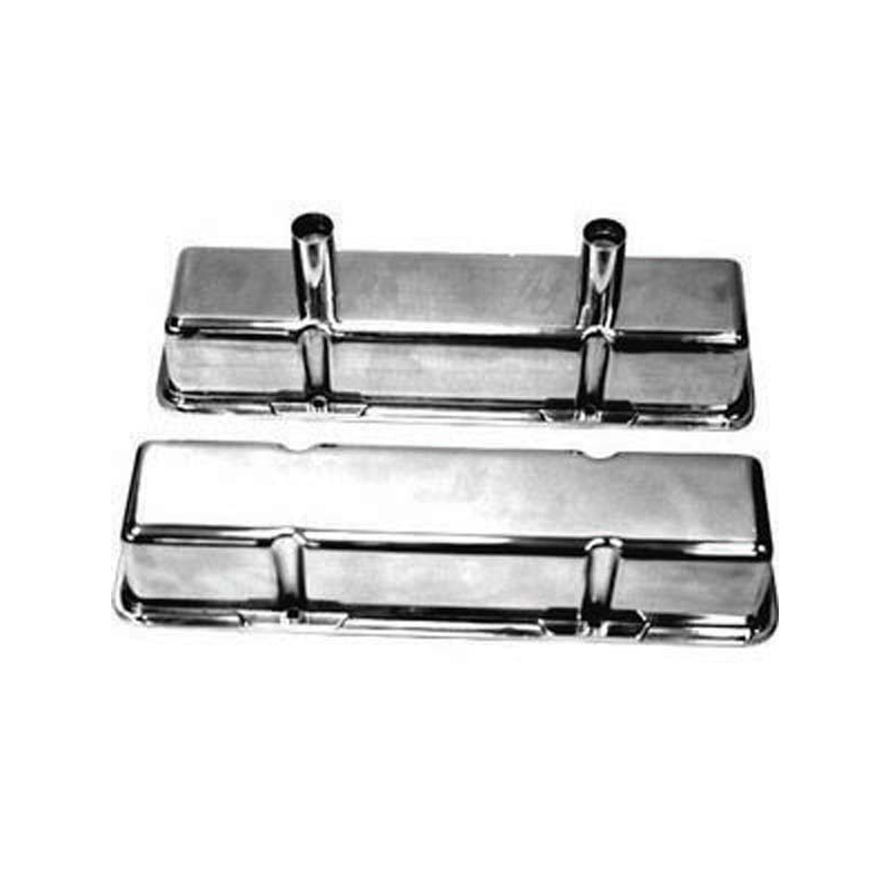 Racing Power Company (RPC) Valve Cover Set R6140; Circle Track Polished Aluminum for Chevy 262 to 400 