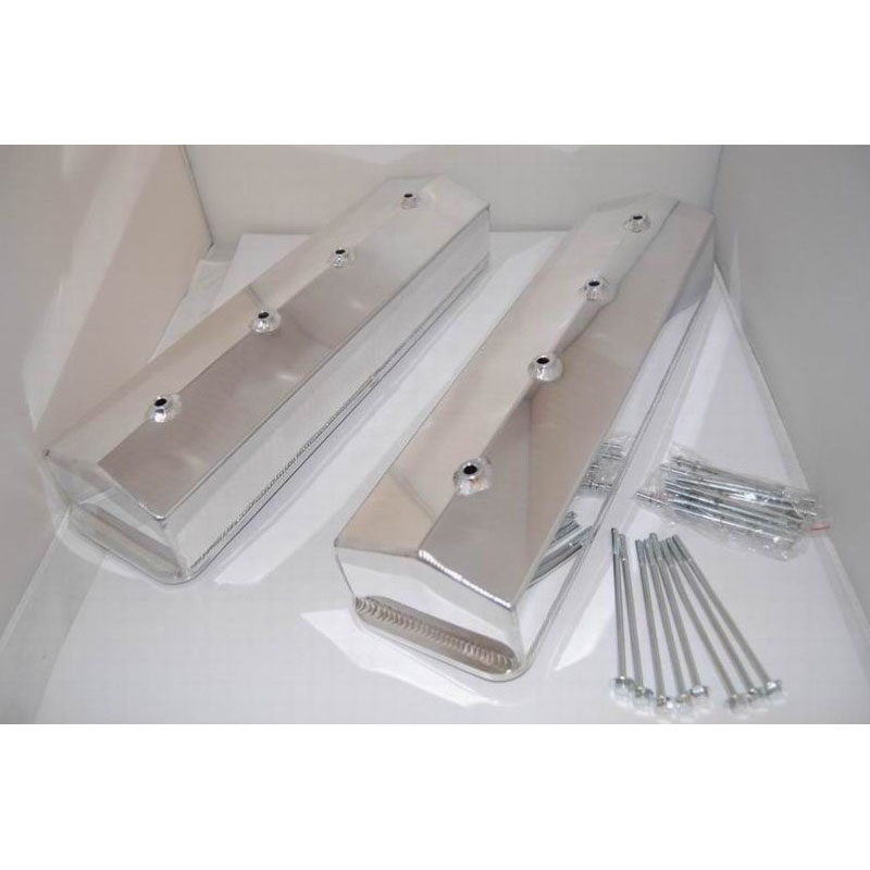 RPC Valve Covers R6234POL; Fabricated, Vaulted, No Holes Polished Aluminum for Chevy 262 to 400 