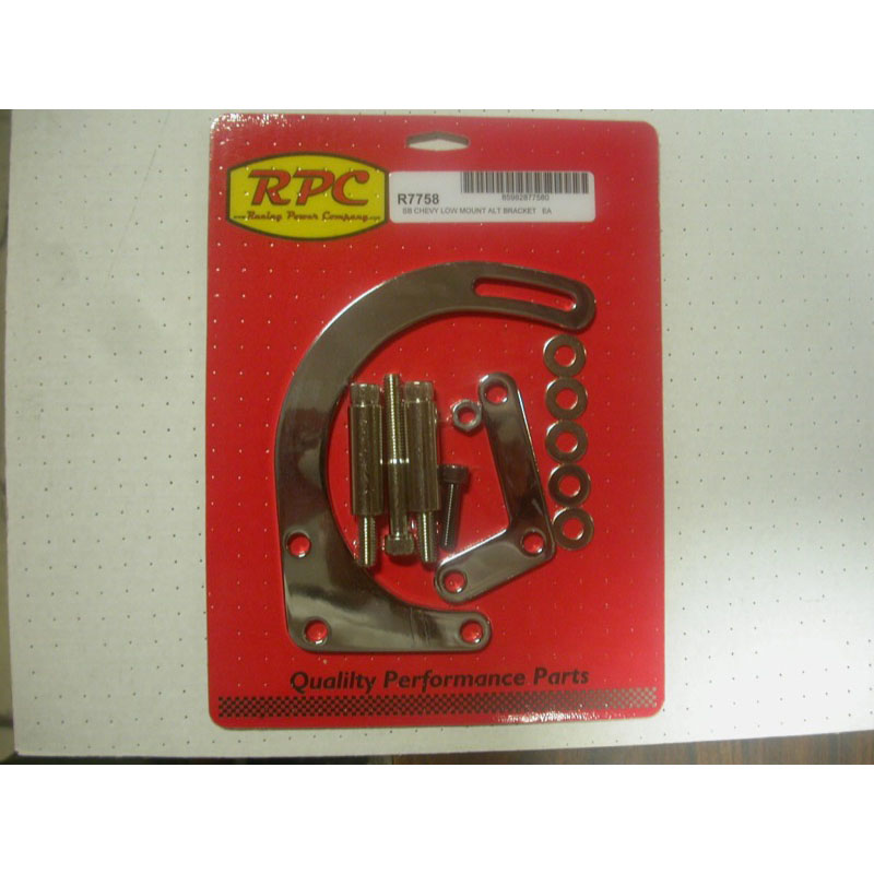 Photo for RPC Alternator Bracket R7758; Short Chrome Driver Side Low for 1955 to 1968 Chevy 262 to 400 