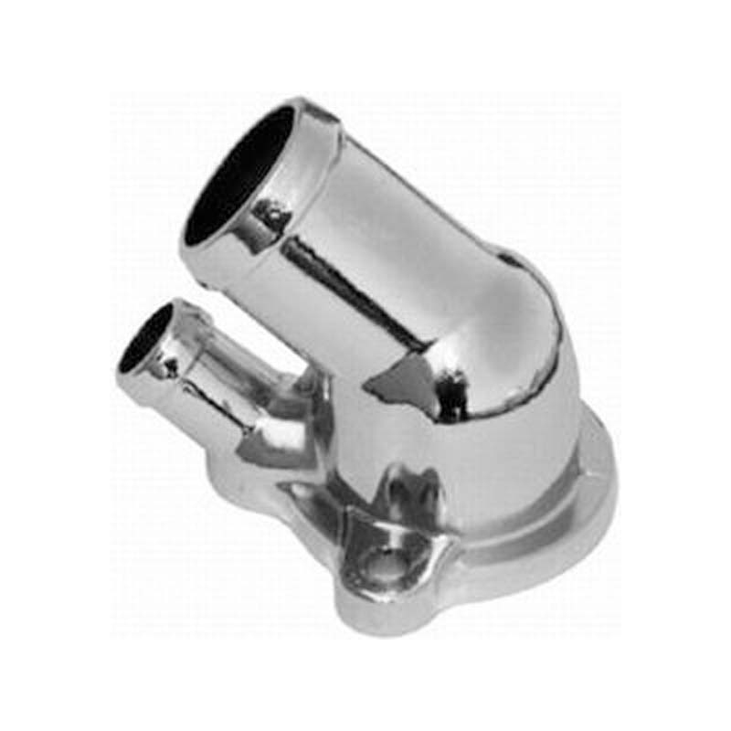 Racing Power Company (RPC) Thermostat Housing R9403; Gasket Style 45 deg. Gasket Fixed Chrome Alloy for Oldsmobile 330 to 455 
