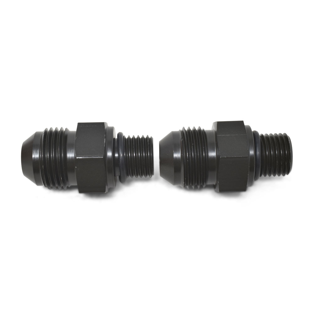 Russell Transmission Oil Cooler End Fitting 640520; Transmission Line Adapters AN to NPS Adapter Black -06AN Male Straight 1/4 in. NPS Male for GM TH350, TH400, 700R4 