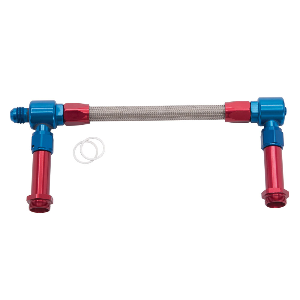 Russell Carburetor Fuel Inlet Kit 641150; 9.250 in. Dual Feed Satin Braided Stainless Steel 