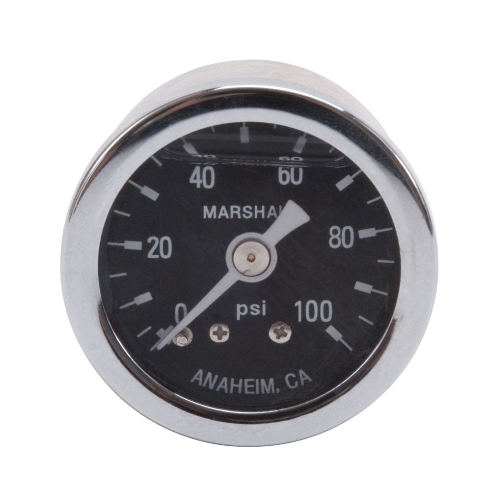 Russell Fuel Pressure Gauge 650340; Liquid Filled Inline 0 to 100 PSI 1-1/2 in. Mechanical 