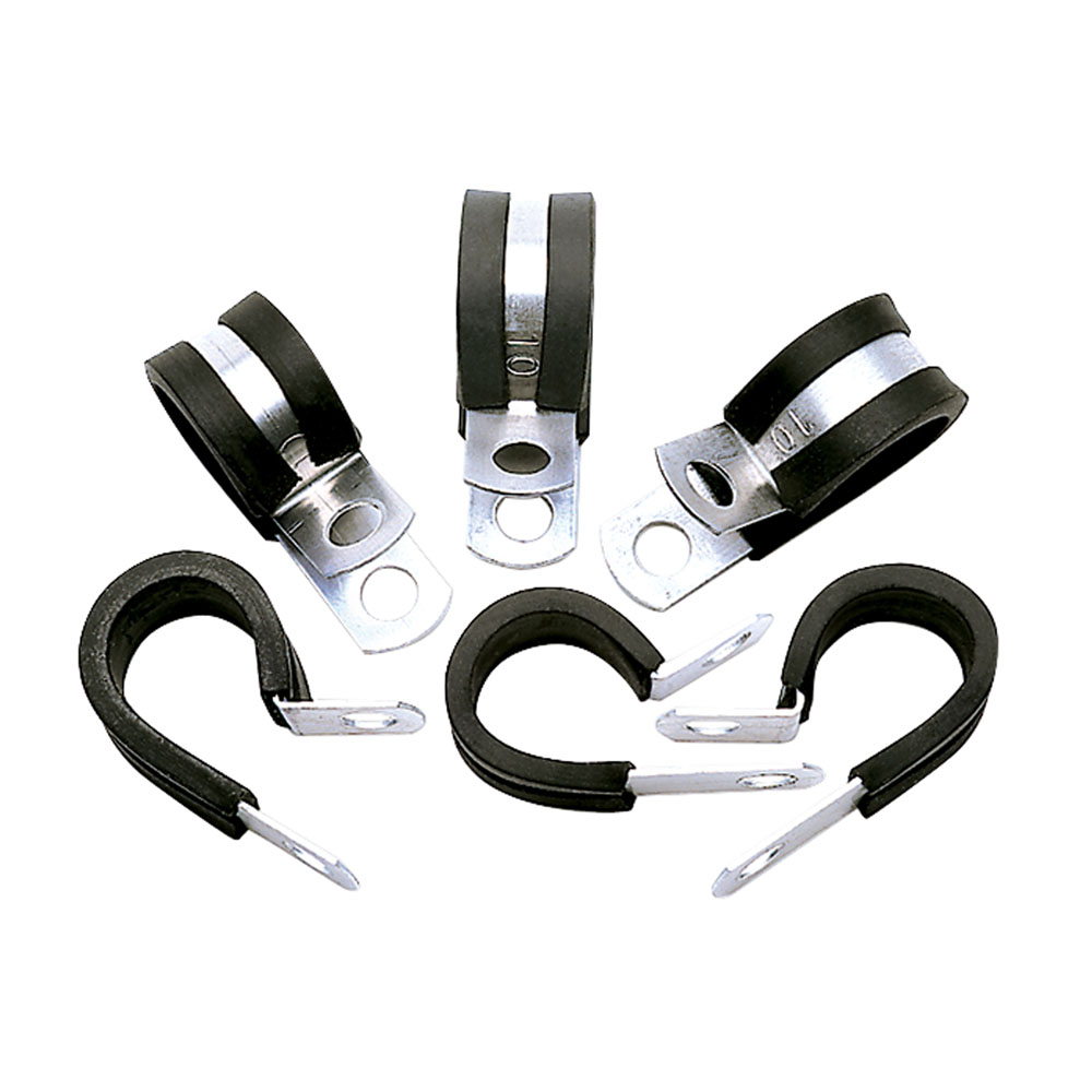 Russell Line Clamp 650990; Cushion Clamps 1 -08AN Cadmium Plated, Black Steel, Rubber 