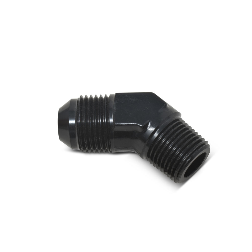 Russell AN Fitting 660963; AN to NPT Adapter Black -08AN Male 3/8 in. NPT Male 45 deg. 