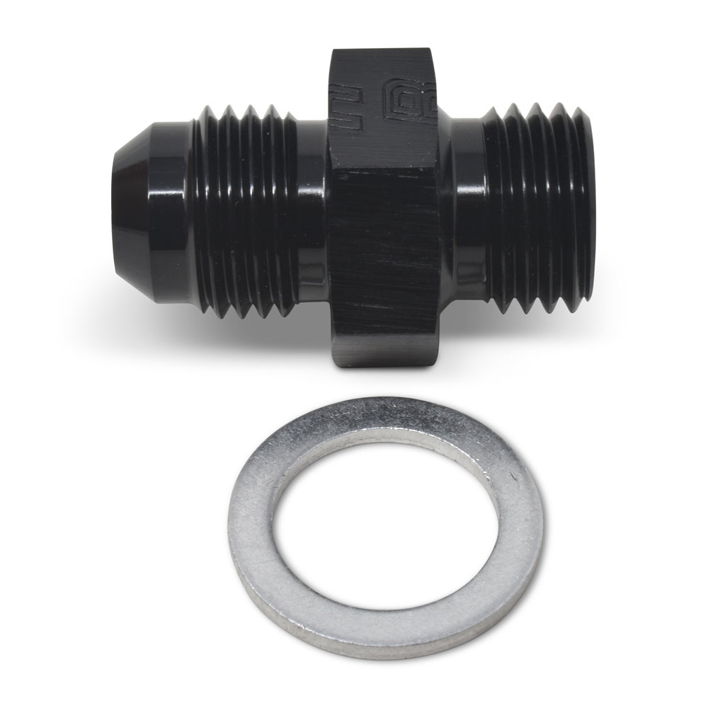 Russell AN Fitting 670523; AN to Metric Adapter Black -06AN Male 14mm x 1.50 Male Straight 
