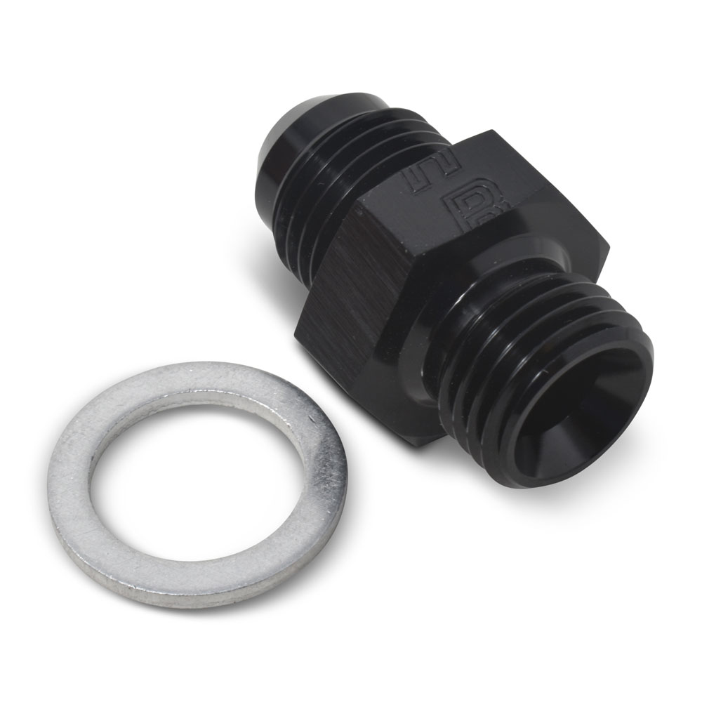 Russell AN Fitting 670523; AN to Metric Adapter Black -06AN Male 14mm x 1.50 Male Straight 
