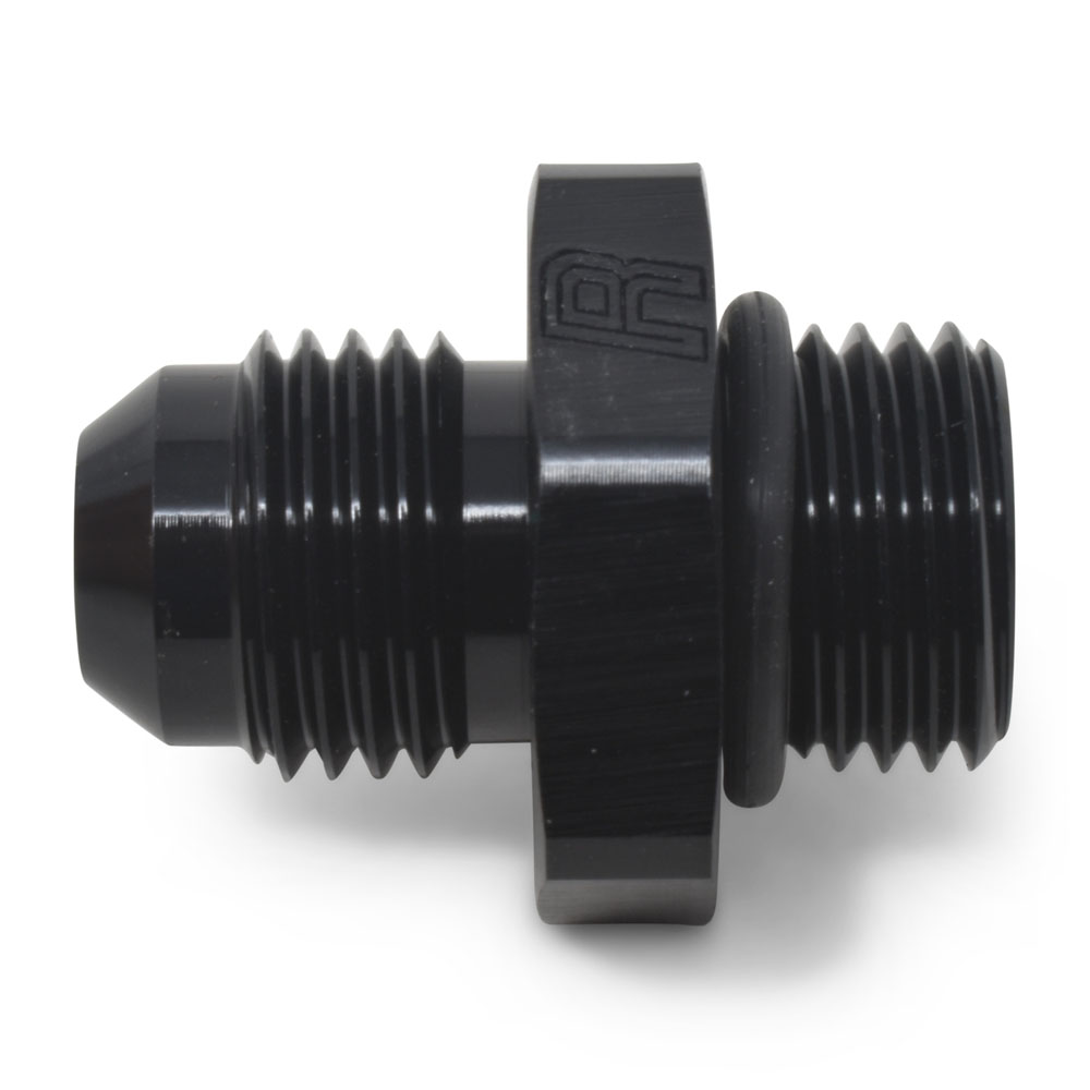 Russell AN Fitting 670690; Dry Sump Union AN to ORB Adapter Black -16AN Male -12 ORB Male Straight 