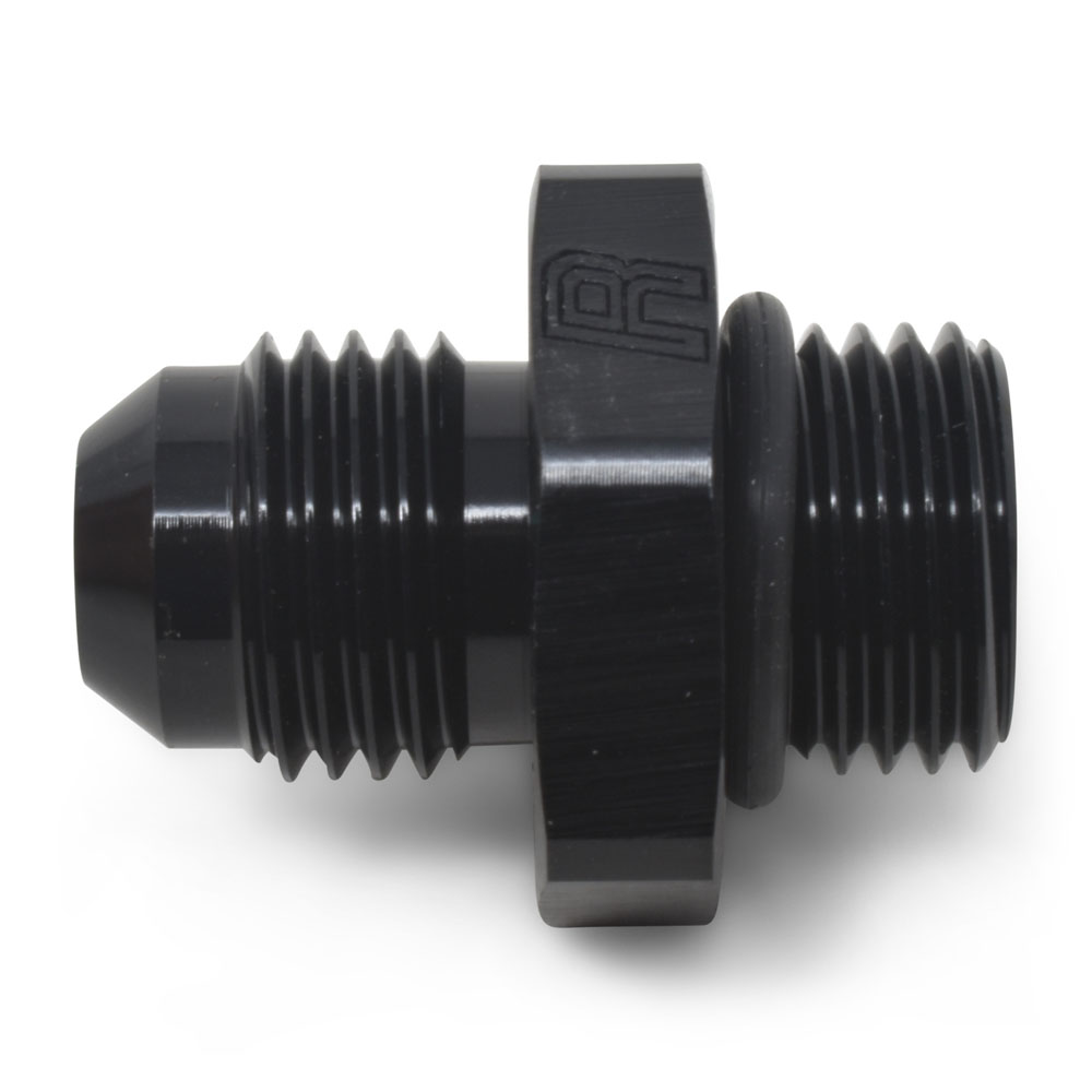 Russell AN Fitting 670710; Dry Sump Union AN to ORB Adapter Black -10AN Male -10AN ORB Male Straight 