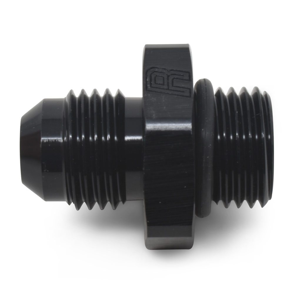 Russell AN Fitting 670720; Dry Sump Union AN to ORB Adapter Black -12AN Male -10AN ORB Male Straight 