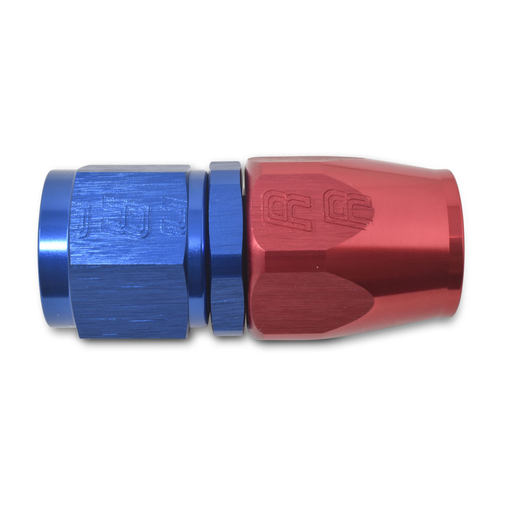 Russell Fuel Hose Fitting 610060; Swivel Hose End Blue/Red Anodized -16AN Straight -16AN Female 