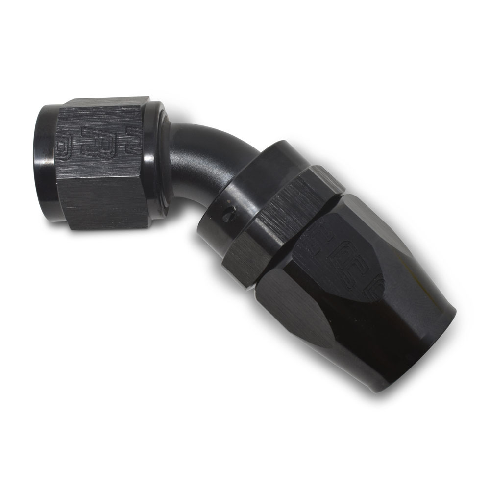 Russell Fuel Hose Fitting 610085; Hose End Black Anodized -04AN 45 deg. -04AN Female 
