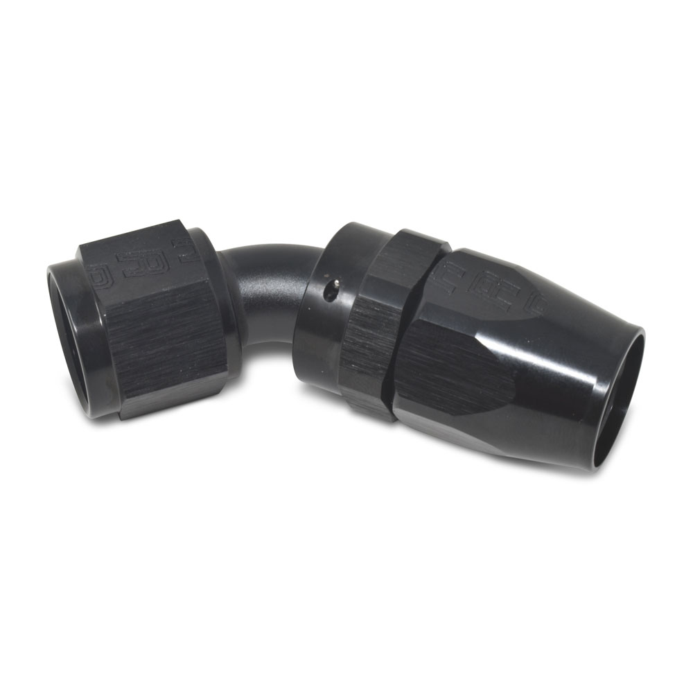 Russell Fuel Hose Fitting 610085; Hose End Black Anodized -04AN 45 deg. -04AN Female 