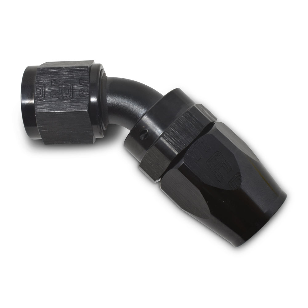 Russell Fuel Hose Fitting 610115; Pro Classic Swivel Hose End Black Anodized -10AN 45 deg. -10AN Female 