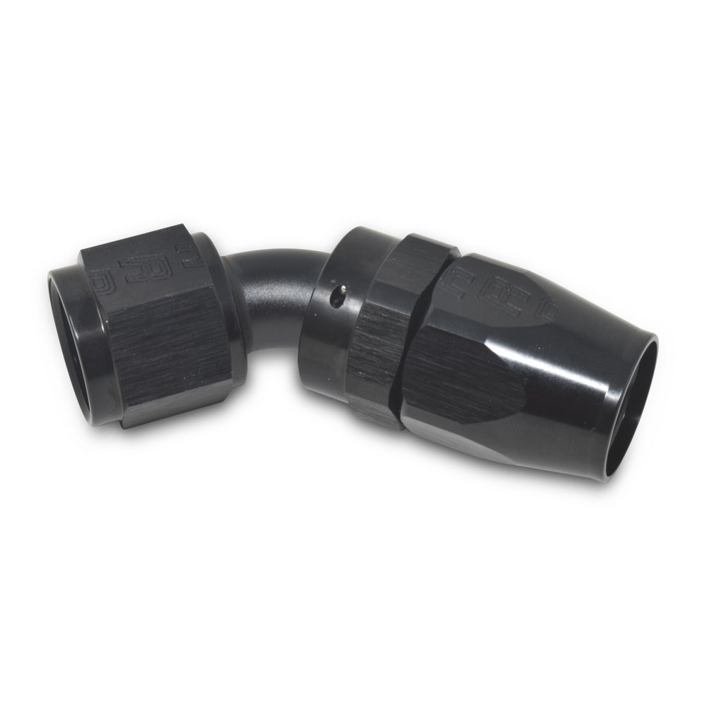 Russell Fuel Hose Fitting 610115; Pro Classic Swivel Hose End Black Anodized -10AN 45 deg. -10AN Female 