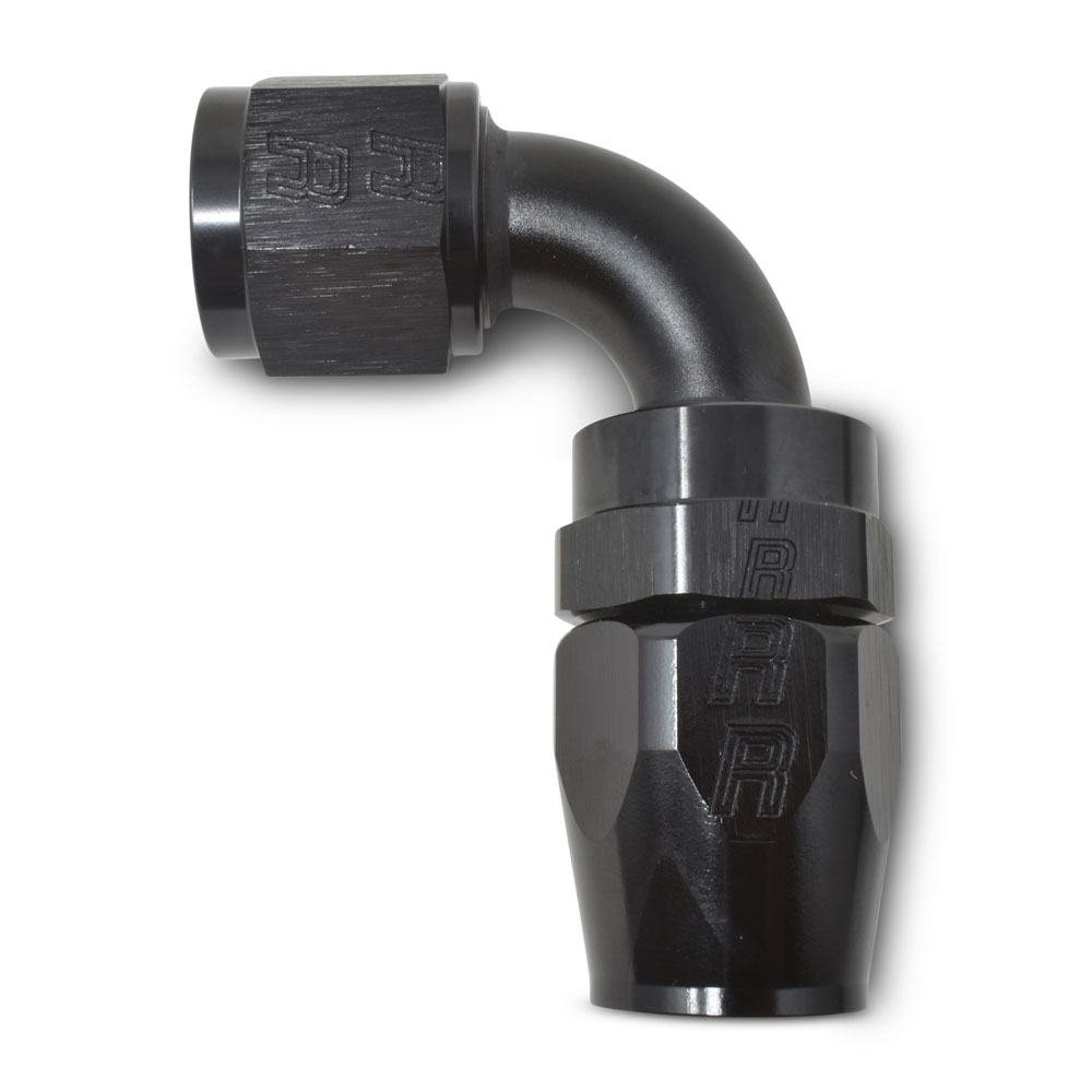 Russell Fuel Hose Fitting 610185; Pro Classic Swivel Hose End Black Anodized -10AN 90 deg. -10AN Female 