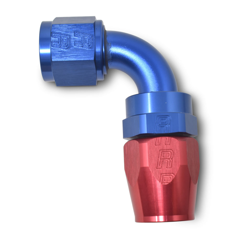 Russell Fuel Hose Fitting 610190; Non Swivel Hose End Blue/Red Anodized -12AN 90 deg. -12AN Female 