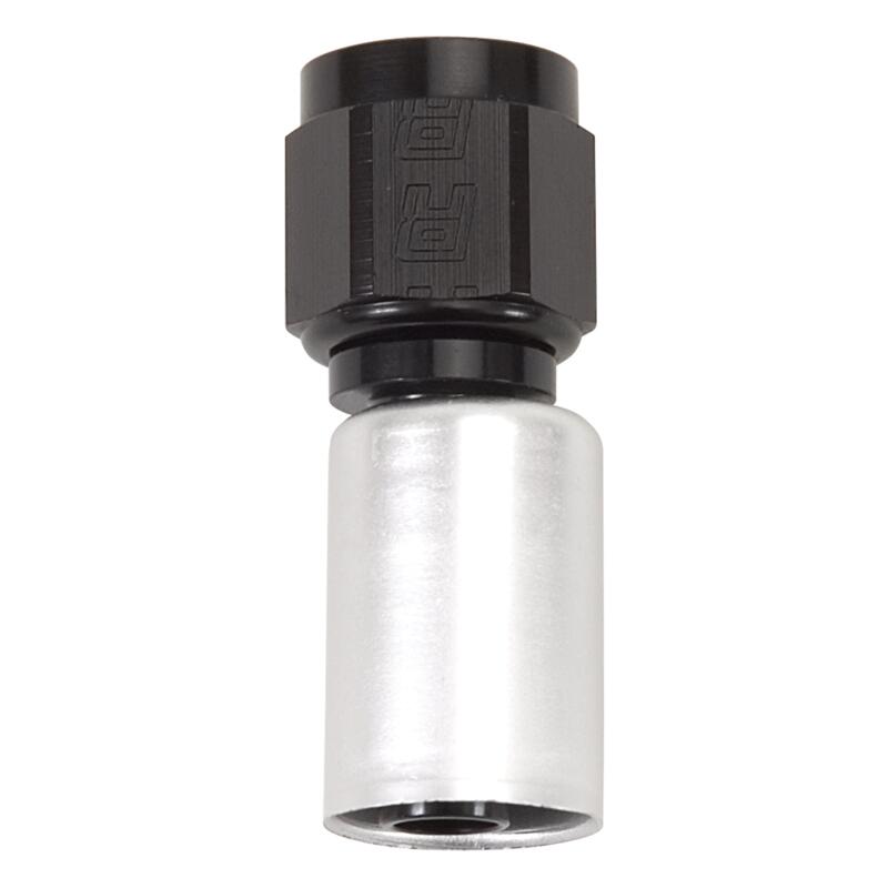 Russell Fuel Hose Fitting 610643; Crimp On Swivel Hose End Black Anodized -12AN Straight -12AN Female 