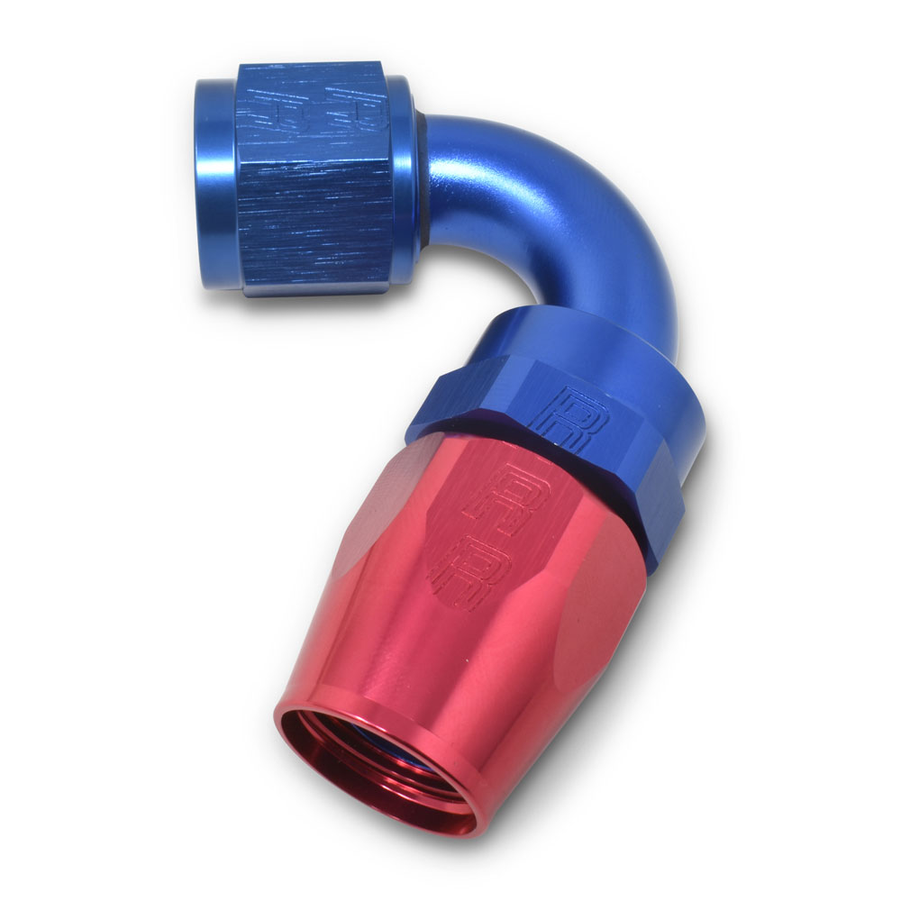 Russell Fuel Hose Fitting 613400; Swivel Hose End Blue/Red Anodized -06AN 120 deg. -06AN Female 